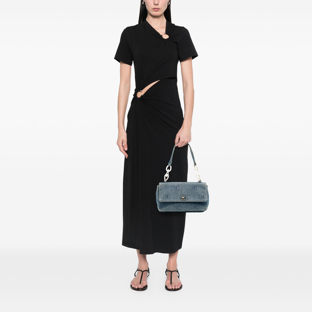 Chanel CC Printed Jean Simple rabat Bleu