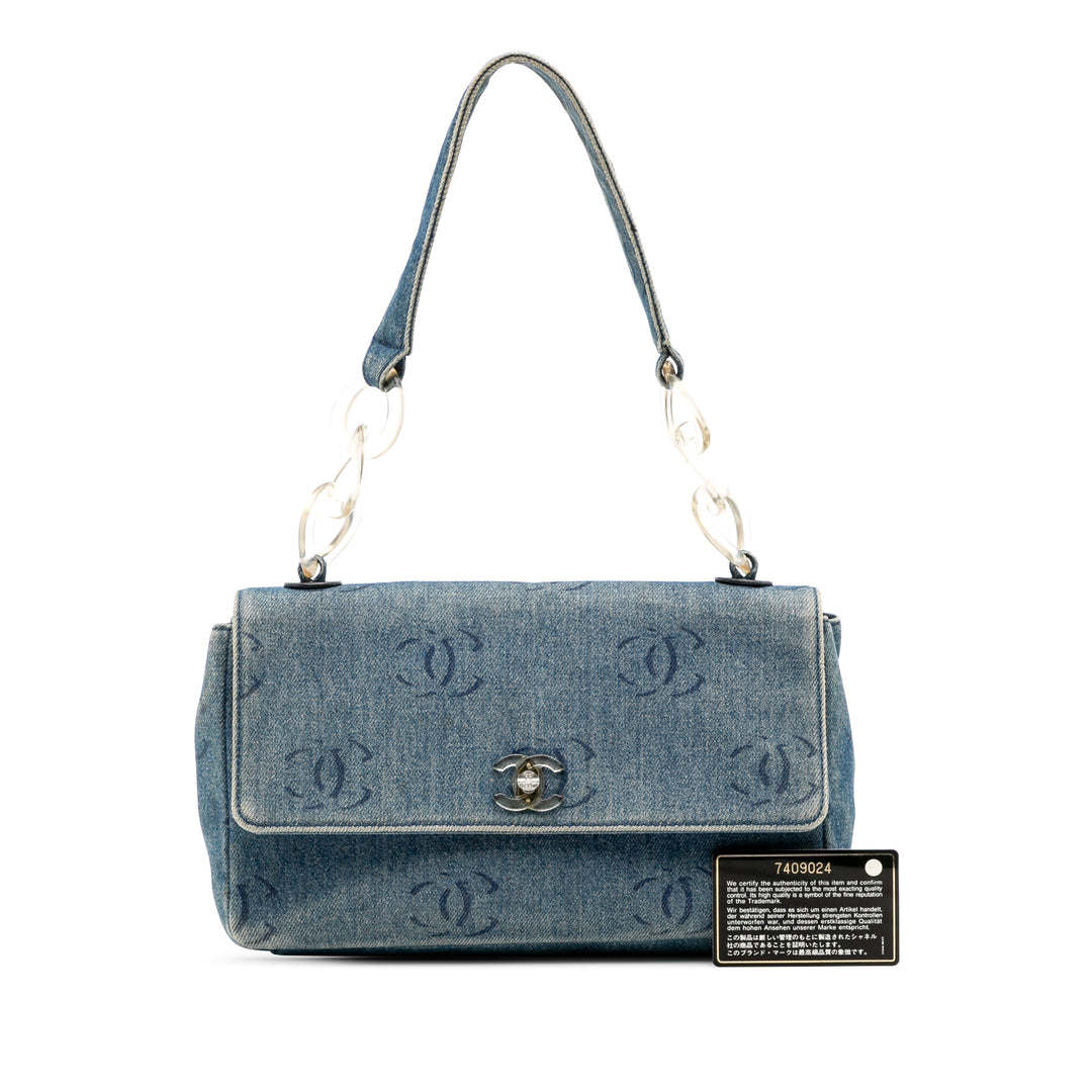 Chanel CC Printed Jean Simple rabat Bleu