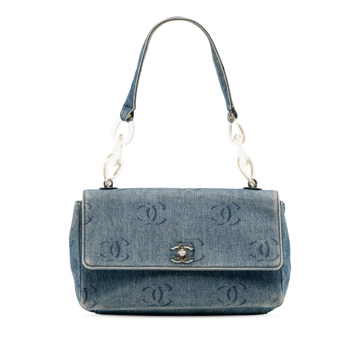 Chanel CC Printed Jean Simple rabat Bleu