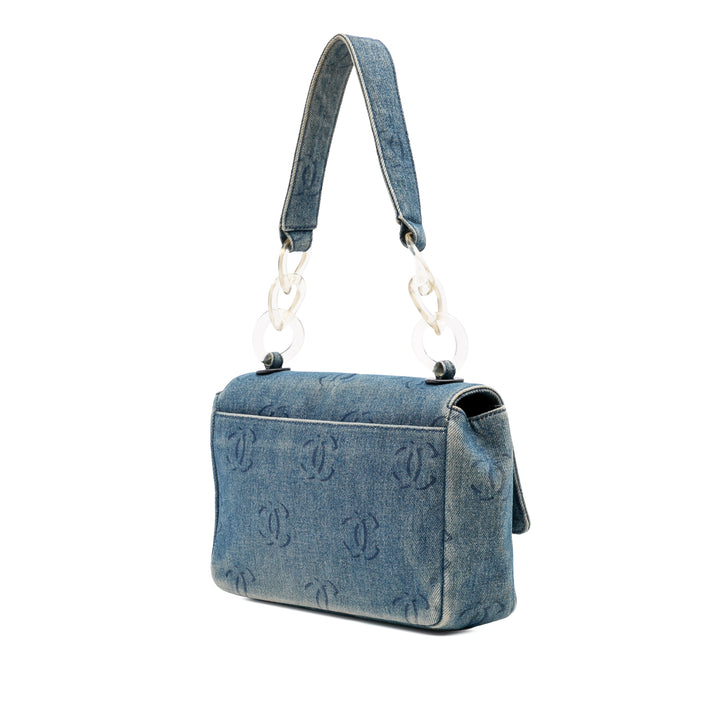 Chanel CC Printed Jean Simple rabat Bleu