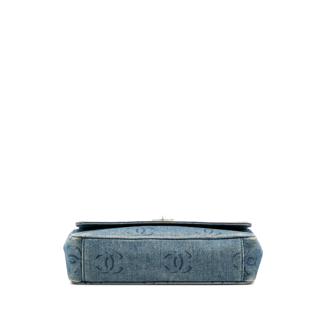 Chanel CC Printed Jean Simple rabat Bleu