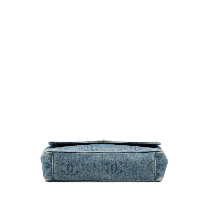 Chanel CC Printed Jean Simple rabat Bleu