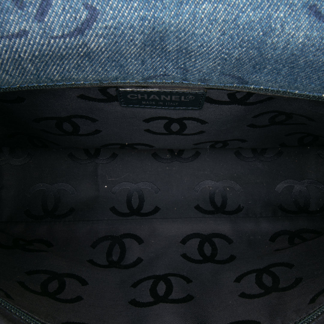 Chanel CC Printed Jean Simple rabat Bleu
