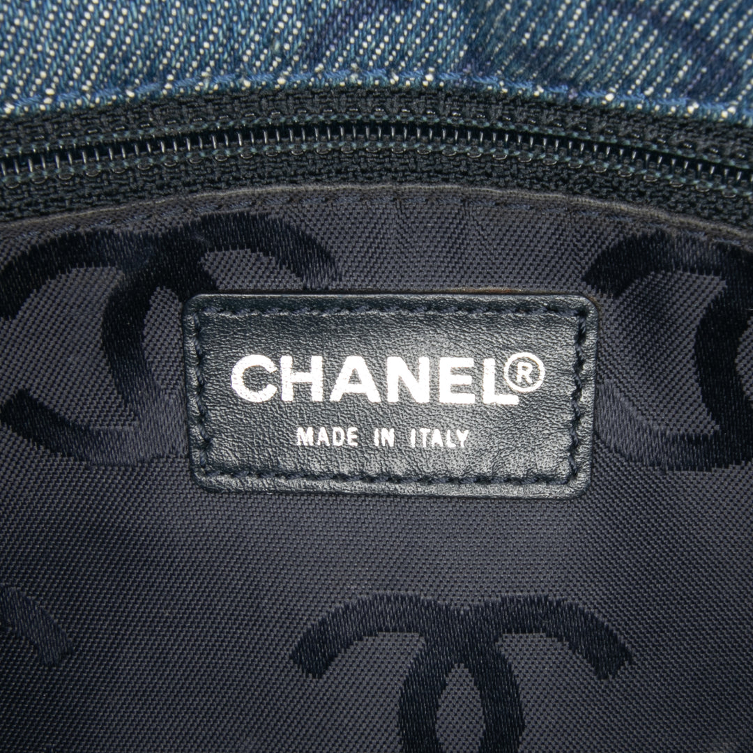 Chanel CC Printed Jean Simple rabat Bleu