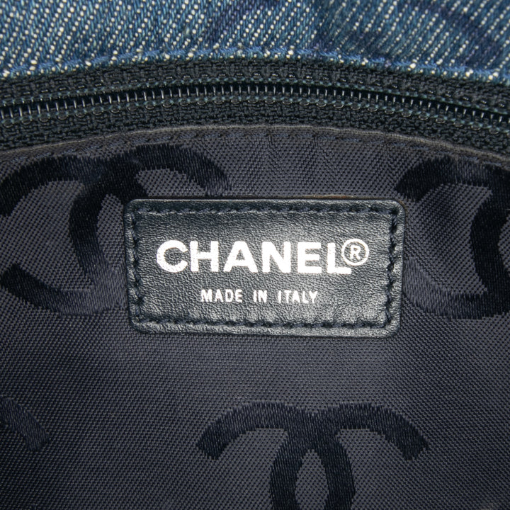 Chanel CC Printed Jean Simple rabat Bleu