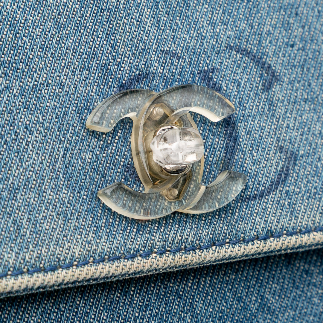 Chanel CC Printed Jean Simple rabat Bleu