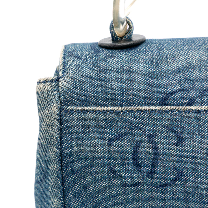 Chanel CC Printed Jean Simple rabat Bleu