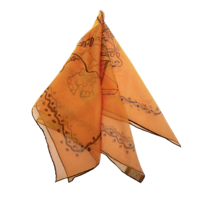 Hermès Carré A Votre Service Mousseline 45 Orange – vue principale – GABY PARIS