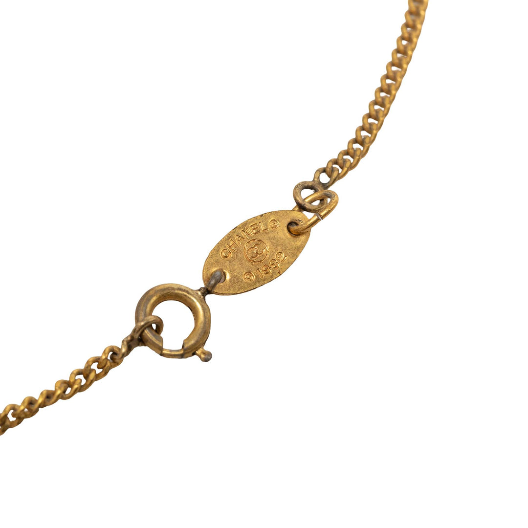 CC plaqué Rond Medallion Pendant Collier Doré