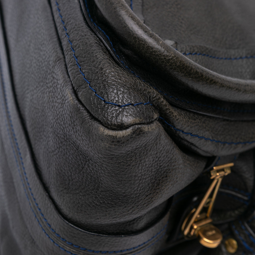 Medium Pebbled Leather Paraty Satchel Black - Gaby Paris