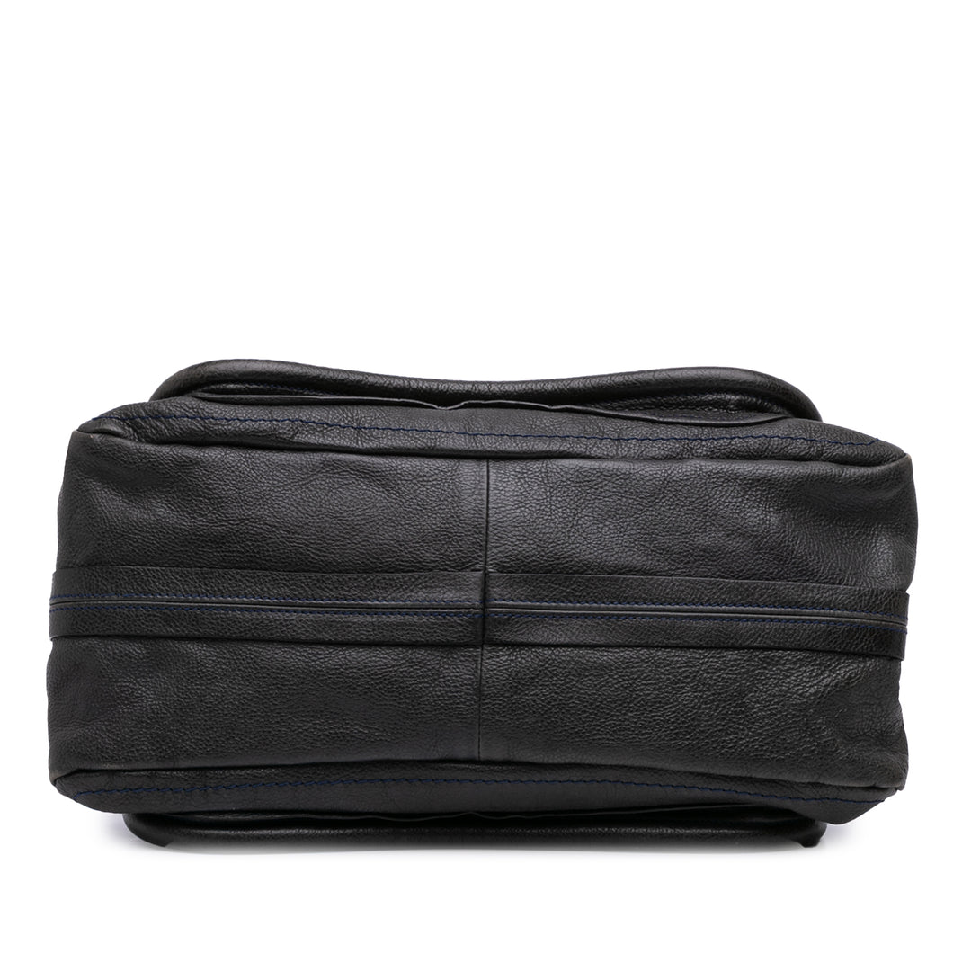 Medium Pebbled Leather Paraty Satchel Black - Gaby Paris