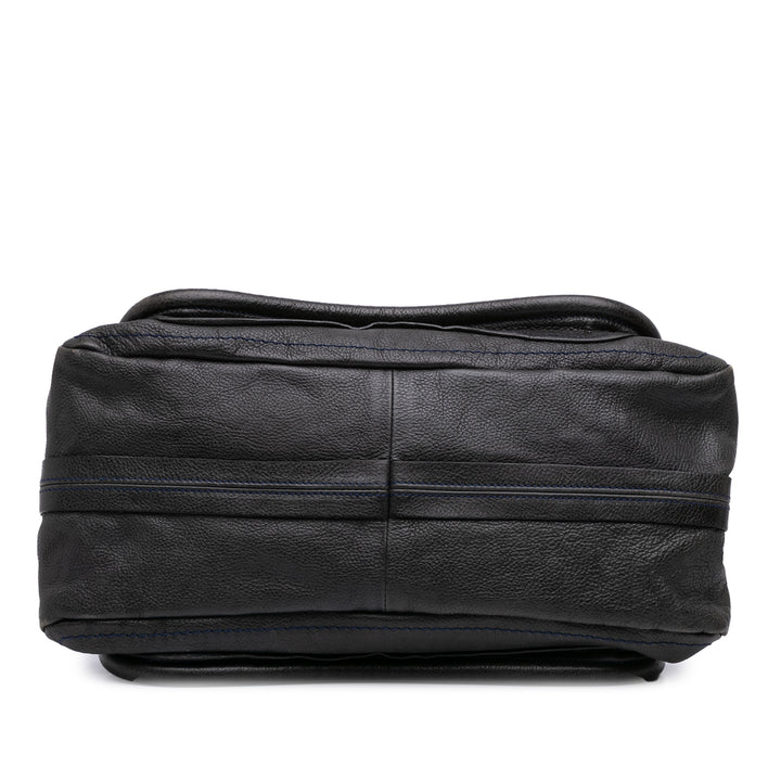 Medium Pebbled Leather Paraty Satchel Black - Gaby Paris