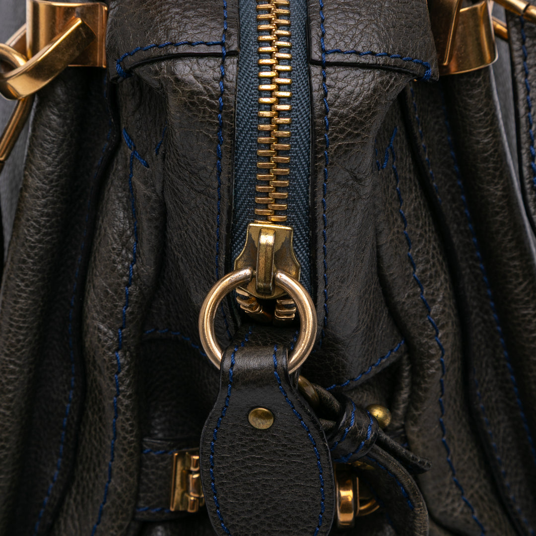 Medium Pebbled Leather Paraty Satchel Black - Gaby Paris