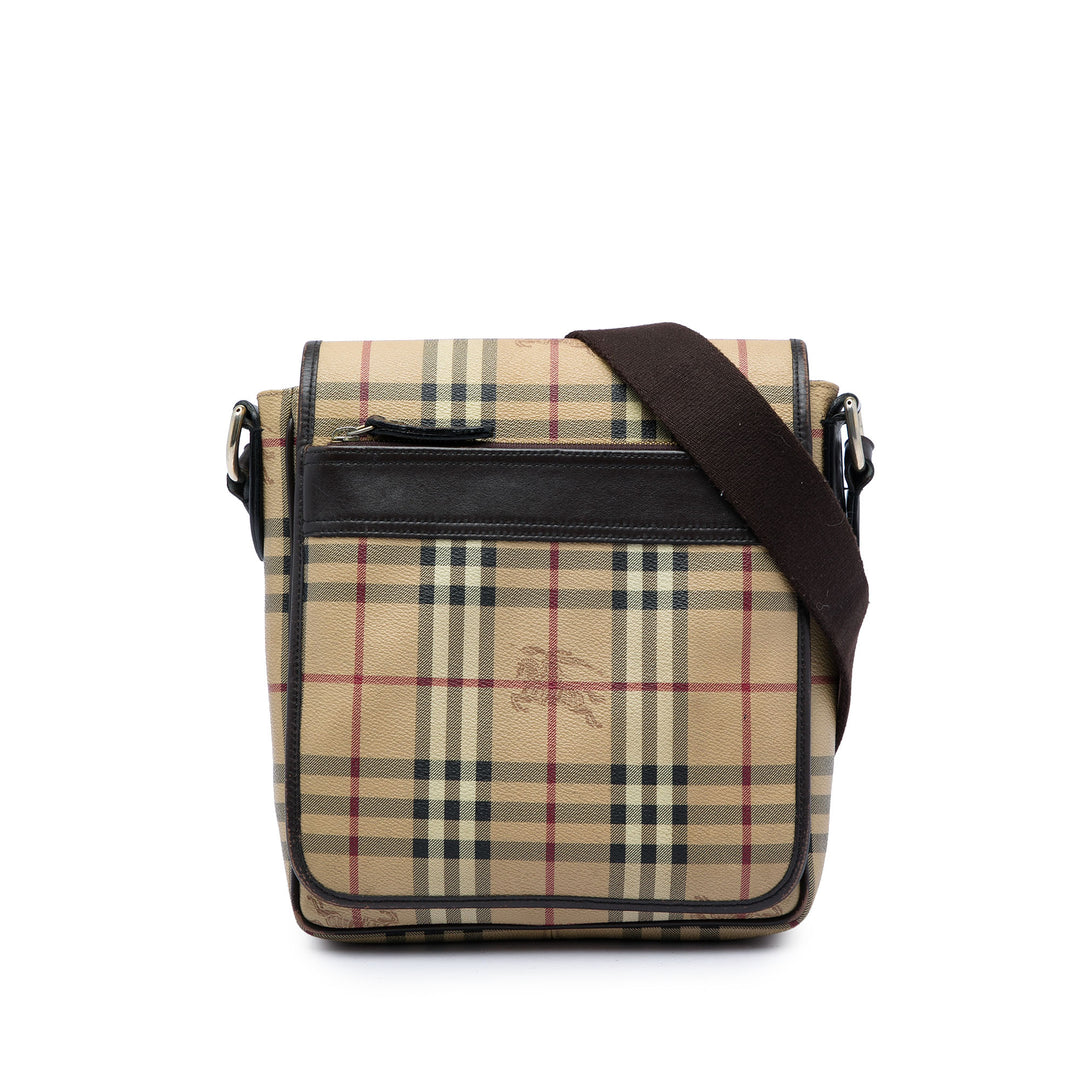 Burberry Sac bandoulière Haymarket Check Toile enduite Beige – vue principale – GABY PARIS