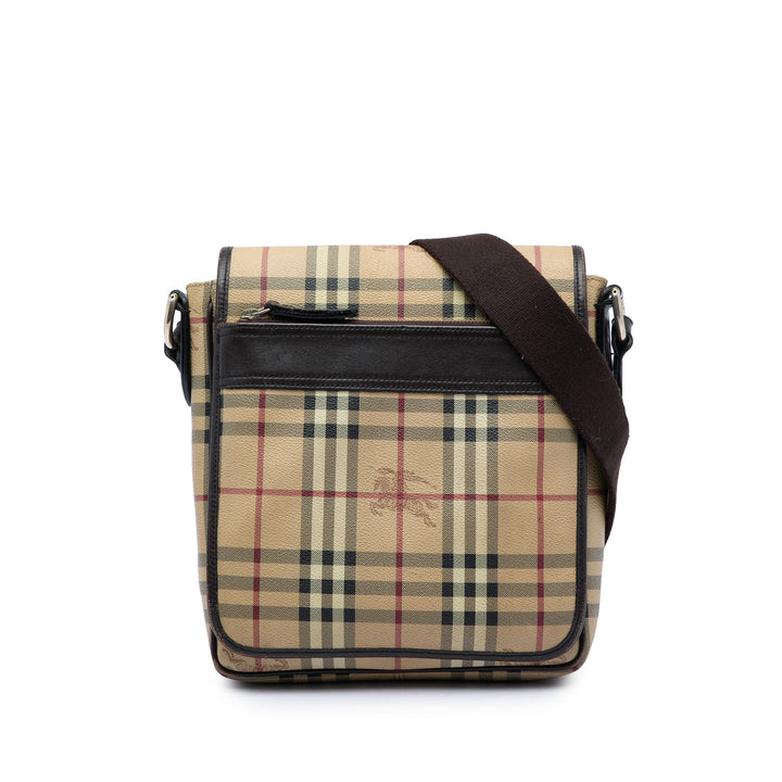 Burberry Sac bandoulière Haymarket Check Toile enduite Beige – vue principale – GABY PARIS