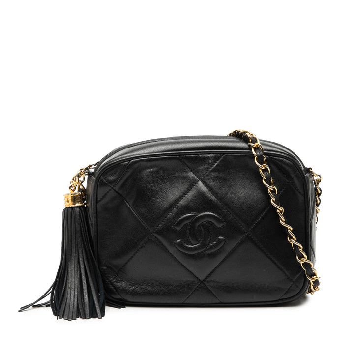 Chanel CC Matelassé Cuir d’agneau Pompon Sac caméra