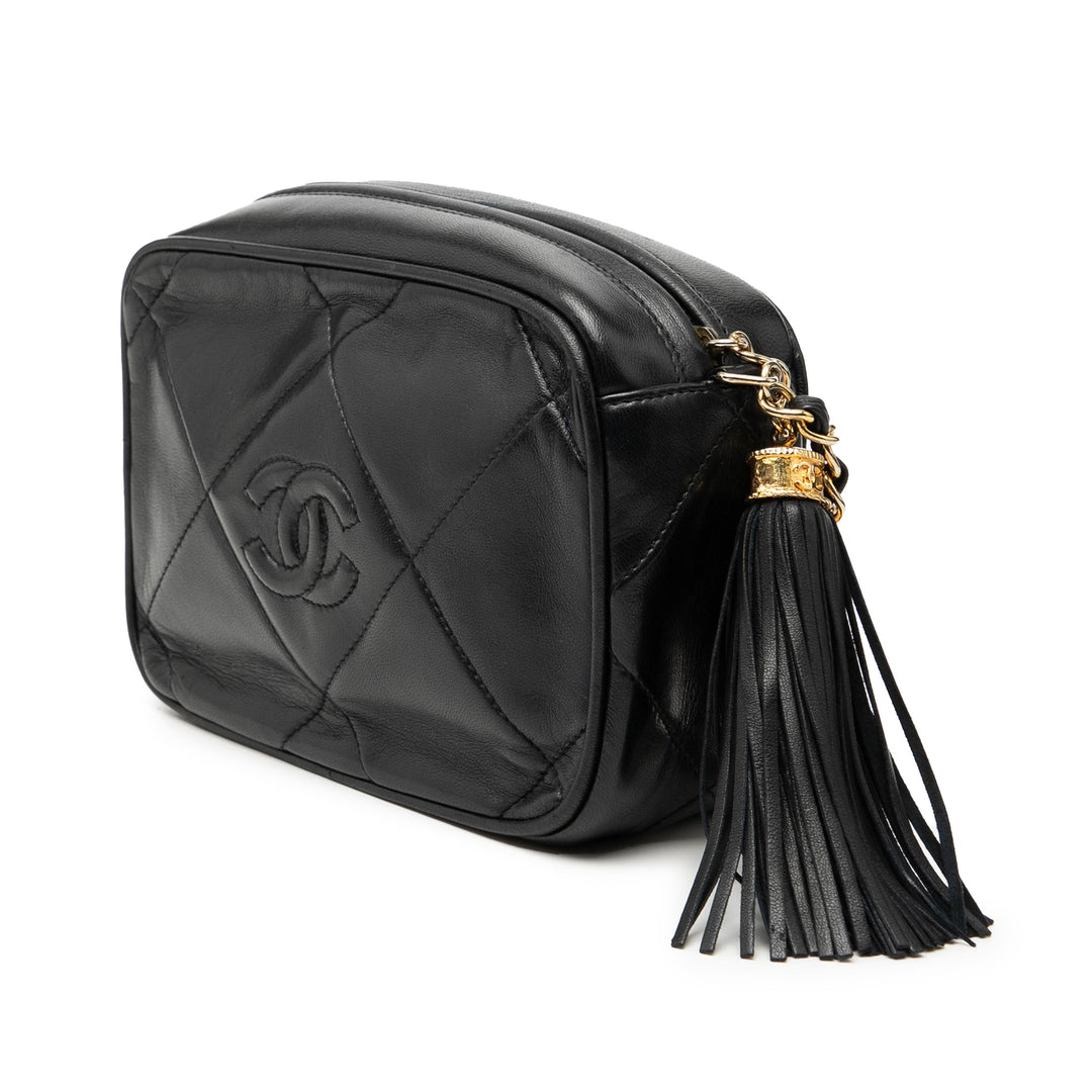 Chanel CC Matelassé Cuir d’agneau Pompon Sac caméra