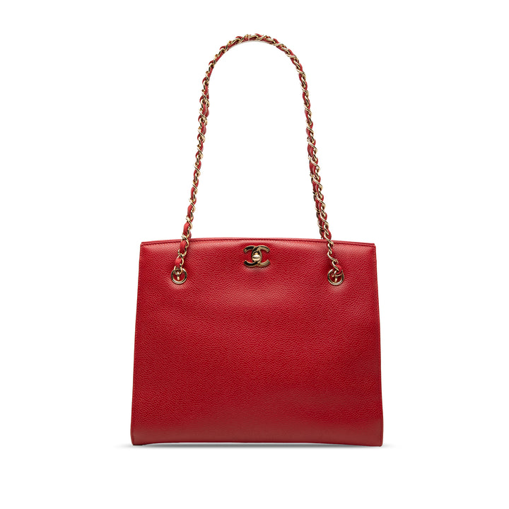 Chanel CC Turn Lock Cabas chaîne Cuir caviar