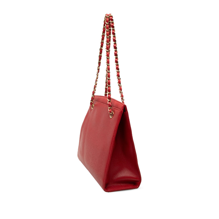 Chanel CC Turn Lock Cabas chaîne Cuir caviar