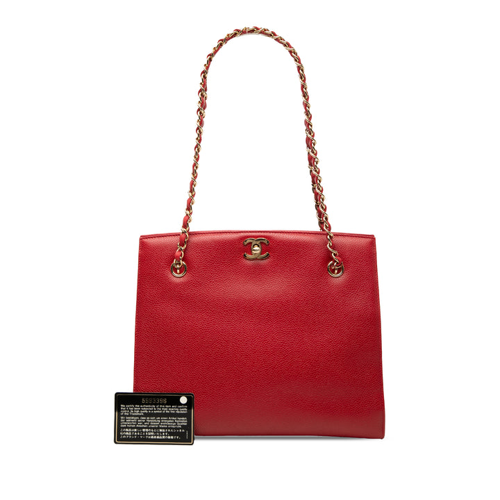 Chanel CC Turn Lock Cabas chaîne Cuir caviar