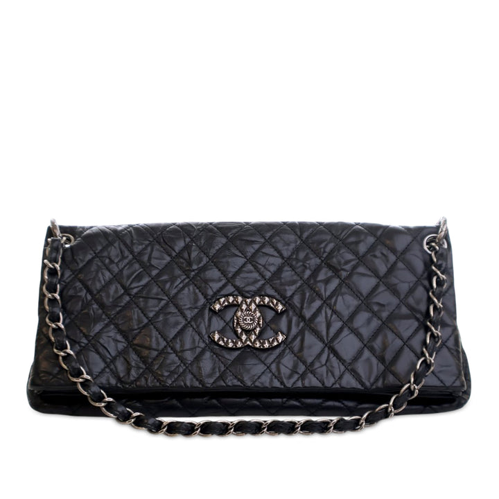 Chanel Matelassé vieilli Cuir de veau CC Foldover à rabat