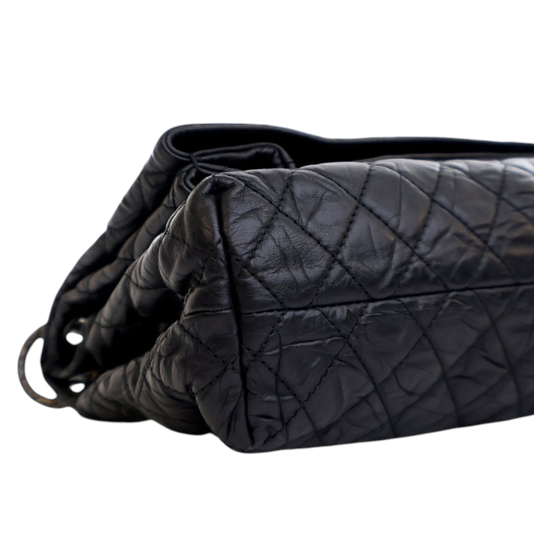 Chanel Matelassé vieilli Cuir de veau CC Foldover à rabat