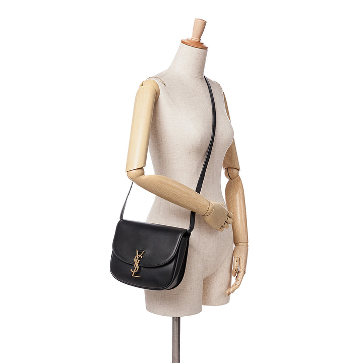 Medium Leather Monogram Kaia Crossbody Black - Gaby Paris