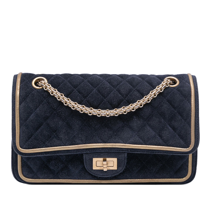 Chanel Reissue 2.55 Quilted Daim Double rabat 225 Bleu