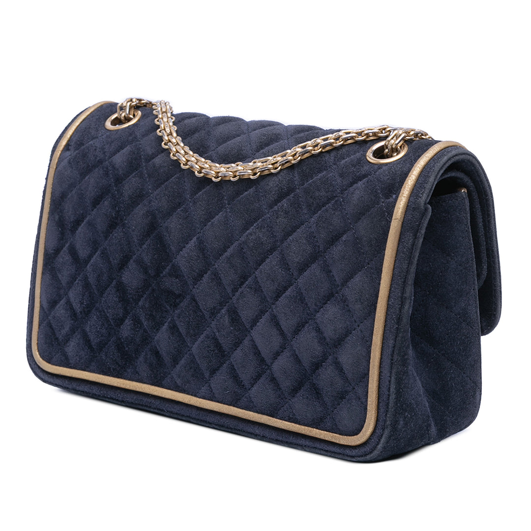Chanel Reissue 2.55 Quilted Daim Double rabat 225 Bleu