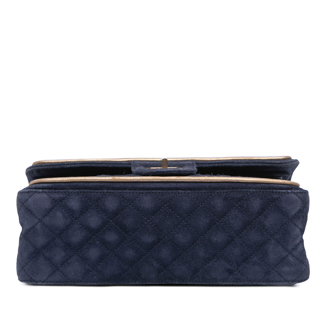 Chanel Reissue 2.55 Quilted Daim Double rabat 225 Bleu