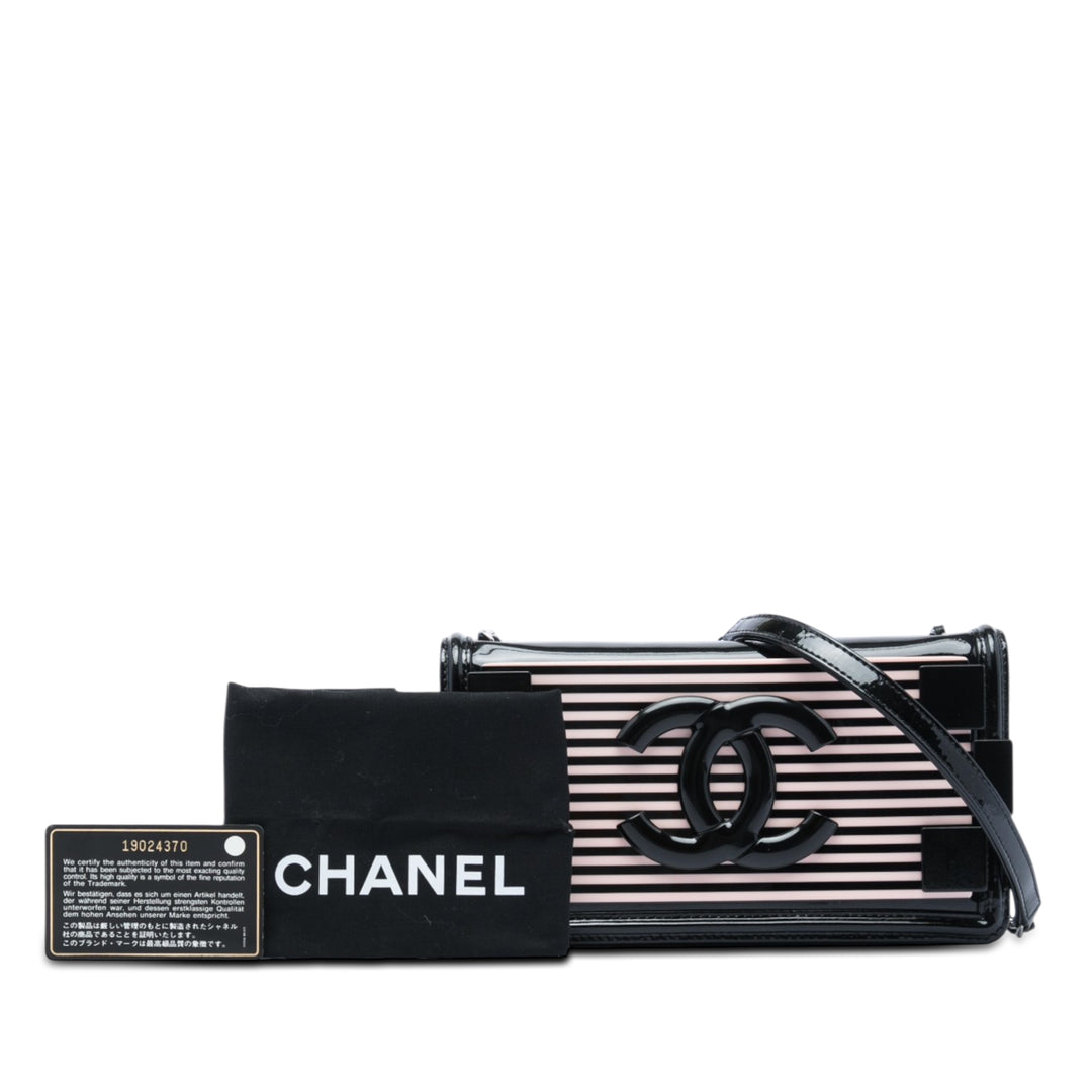 Chanel Acrylic Rayé Boy Brick Horizontal à rabat Cuir