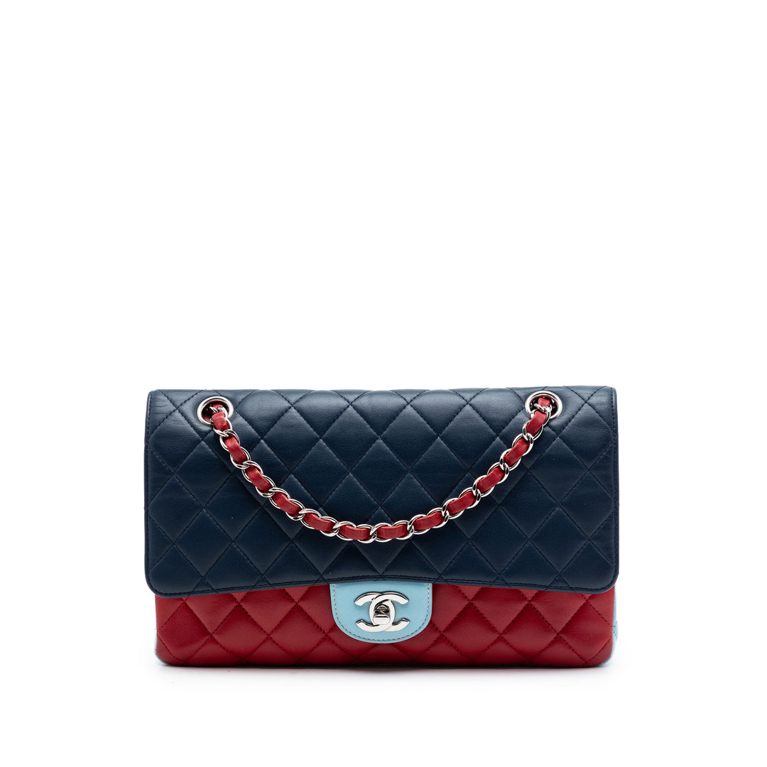 Chanel Medium Classic Tricolor Cuir d’agneau Double rabat