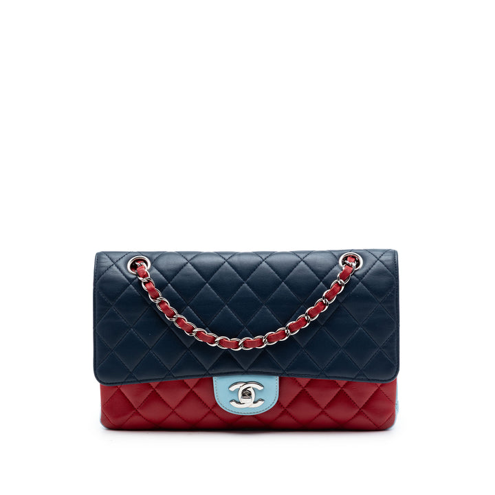 Chanel Medium Classic Tricolor Cuir d’agneau Double rabat