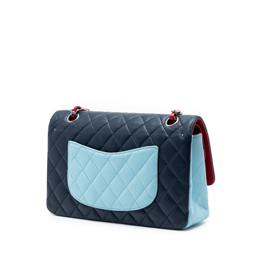 Chanel Medium Classic Tricolor Cuir d’agneau Double rabat