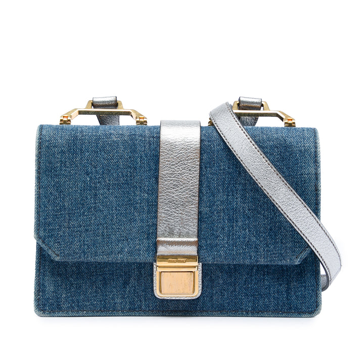 Miu Miu Métallisé Madras à rabat Sac Jean