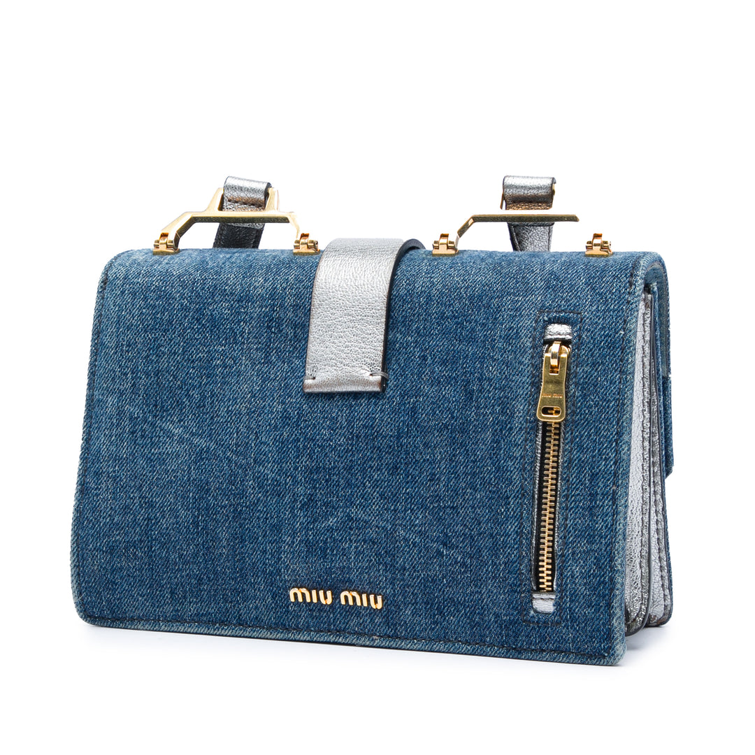 Miu Miu Métallisé Madras à rabat Sac Jean