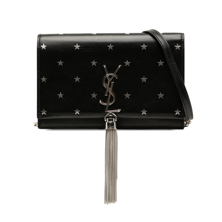 Saint Laurent Cuir de veau Star Print Classic Monogram Kate Tassel Wallet on Chain Noir