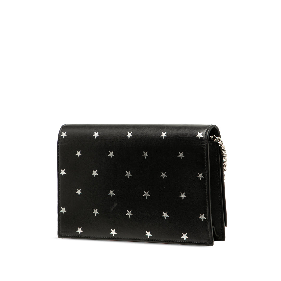 Saint Laurent Cuir de veau Star Print Classic Monogram Kate Tassel Wallet on Chain Noir