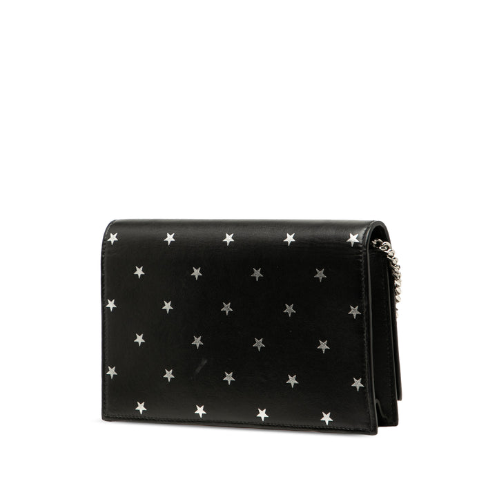 Saint Laurent Cuir de veau Star Print Classic Monogram Kate Tassel Wallet on Chain Noir