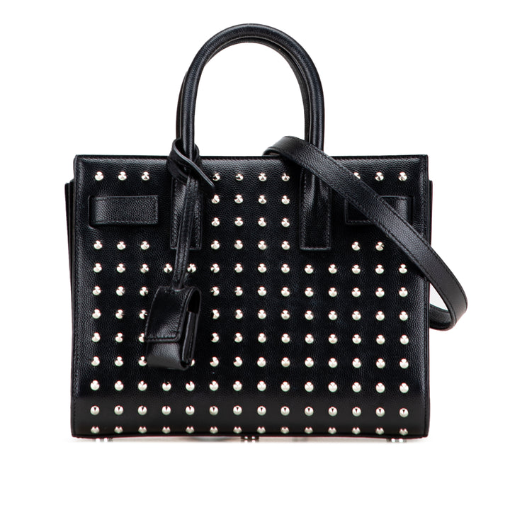 Saint Laurent Nano Grain de Poudre Studded Sac de Jour Sac cartable Noir