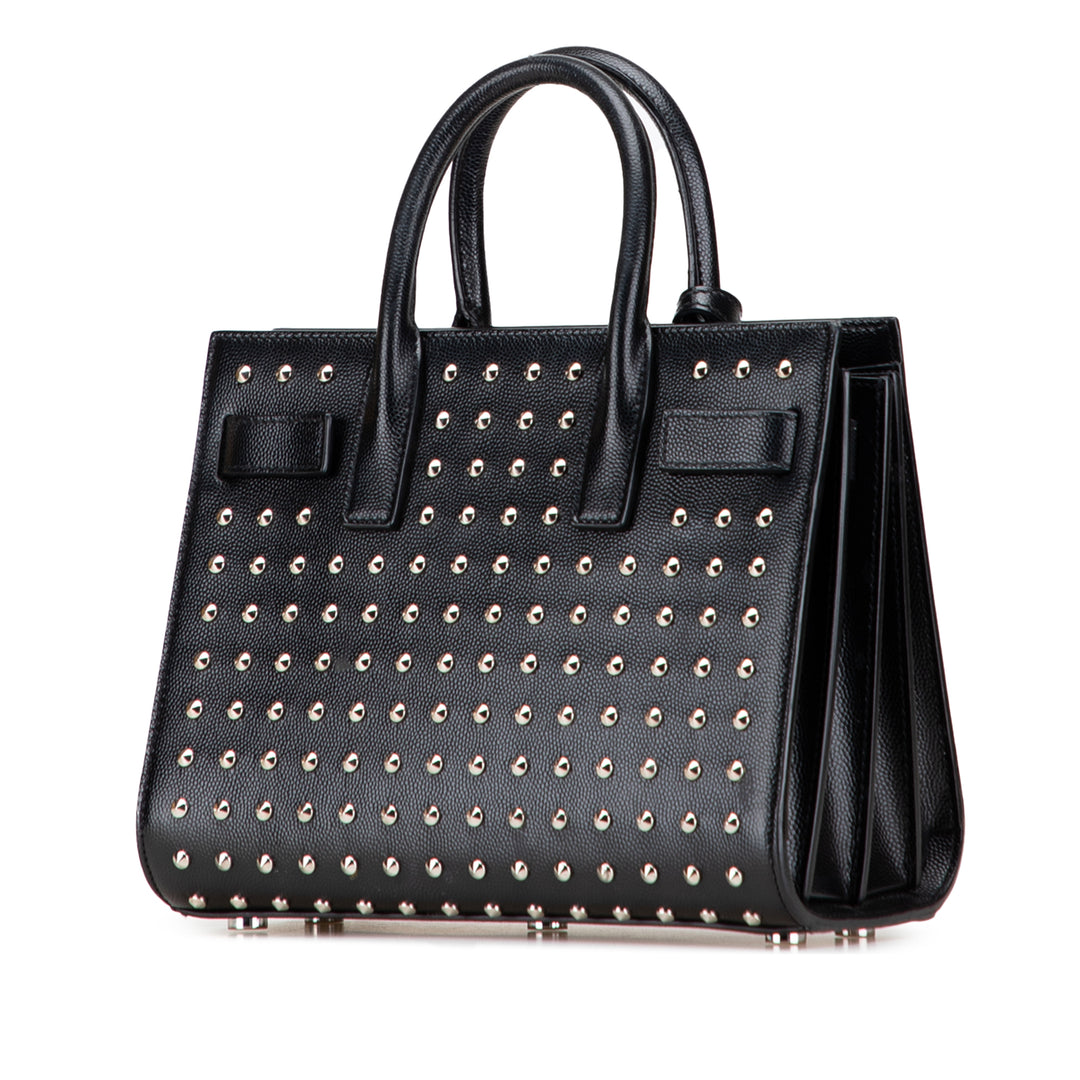 Saint Laurent Nano Grain de Poudre Studded Sac de Jour Sac cartable Noir