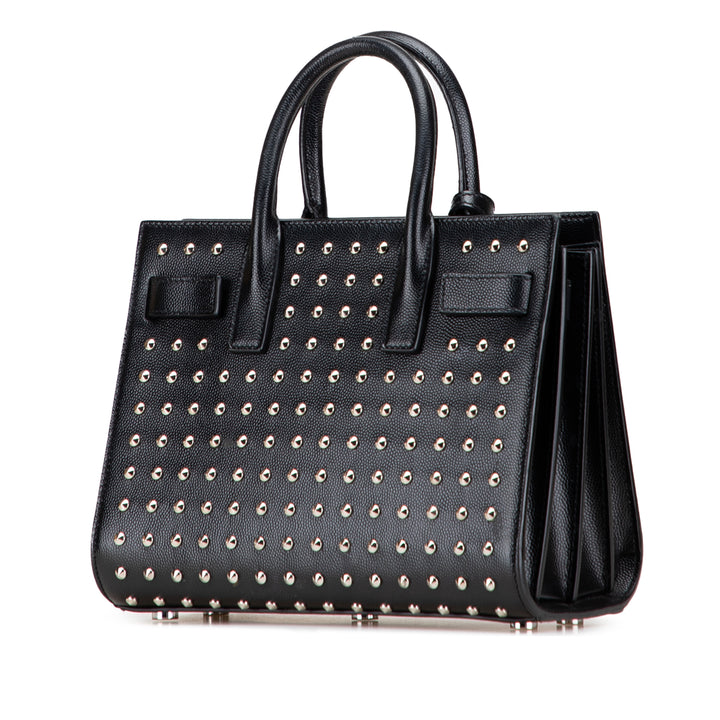 Saint Laurent Nano Grain de Poudre Studded Sac de Jour Sac cartable Noir