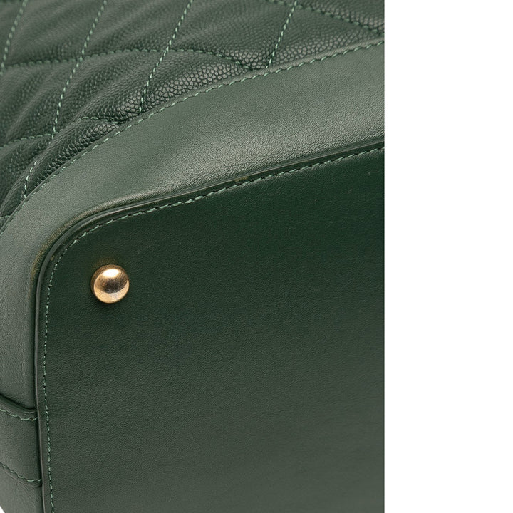 CC Quilted Caviar Casual Style Hobo Green - Gaby Paris