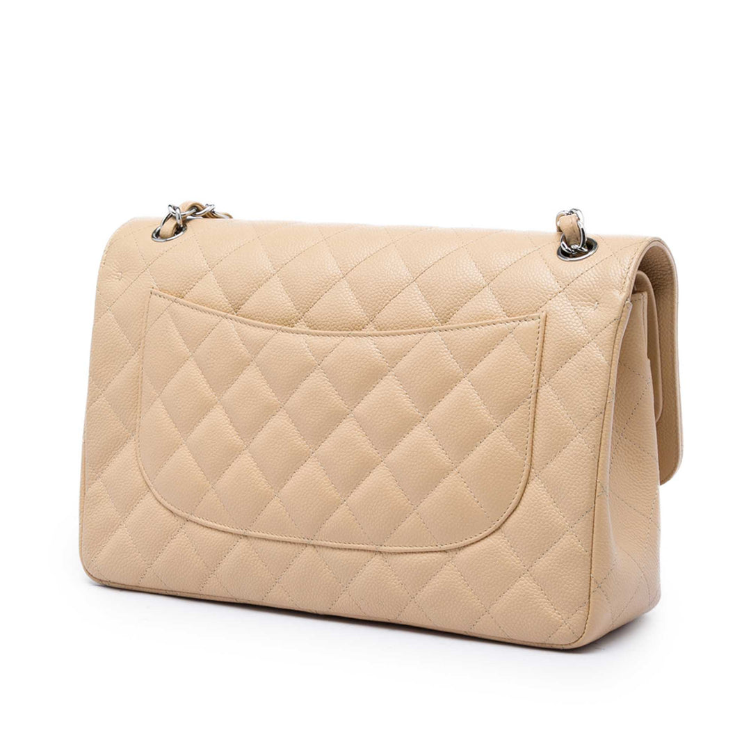 Chanel Classic Double rabat Jumbo Cuir caviar Beige – vue 2 – GABY PARIS
