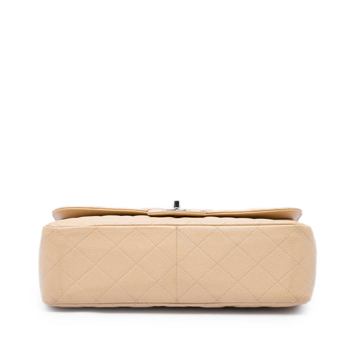 Chanel Classic Double rabat Jumbo Cuir caviar Beige – vue 3 – GABY PARIS