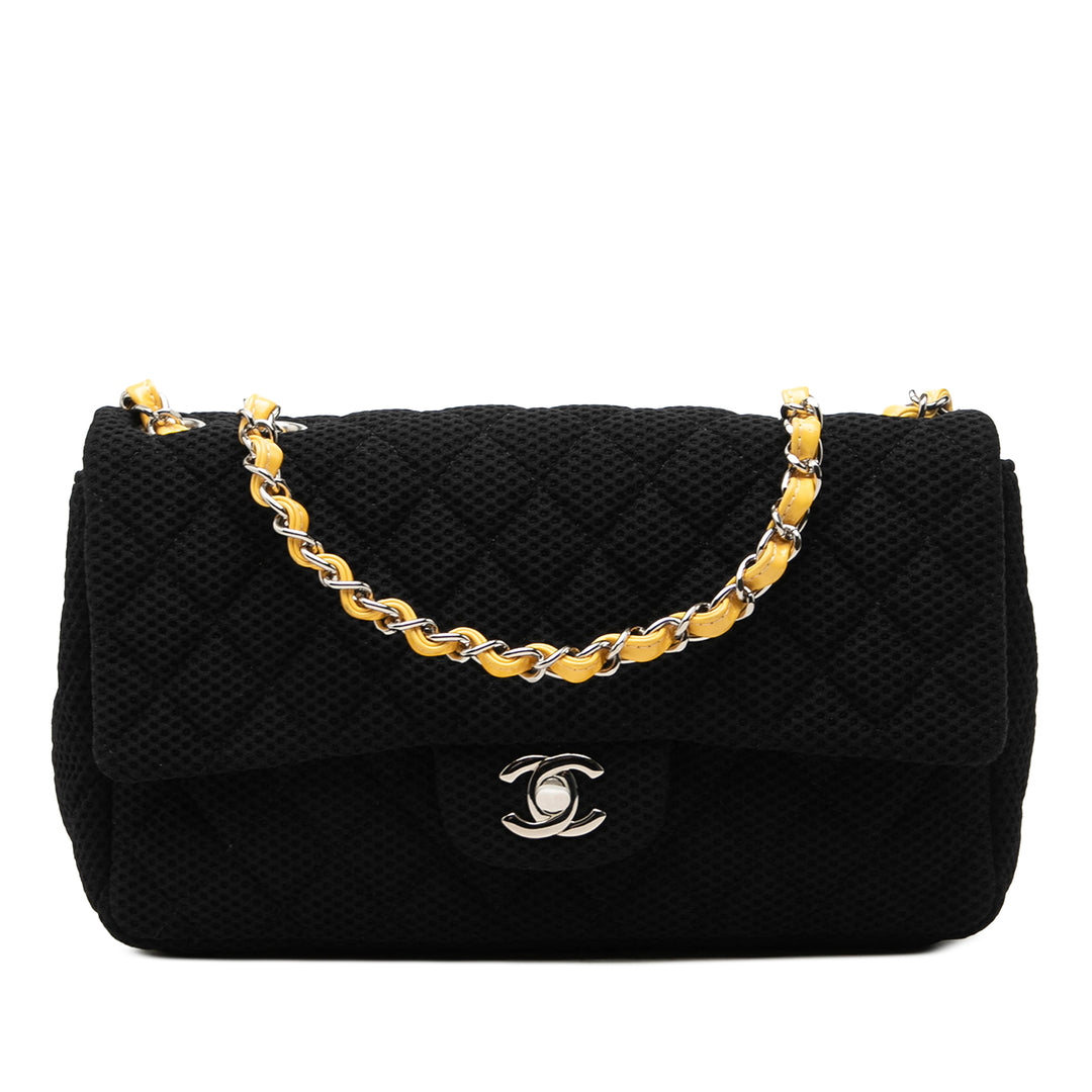Chanel Matelassé perforé Jersey Rabat simple Moyen Noir – vue principale – GABY PARIS