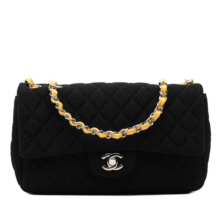 Chanel Matelassé perforé Jersey Rabat simple Moyen Noir – vue principale – GABY PARIS