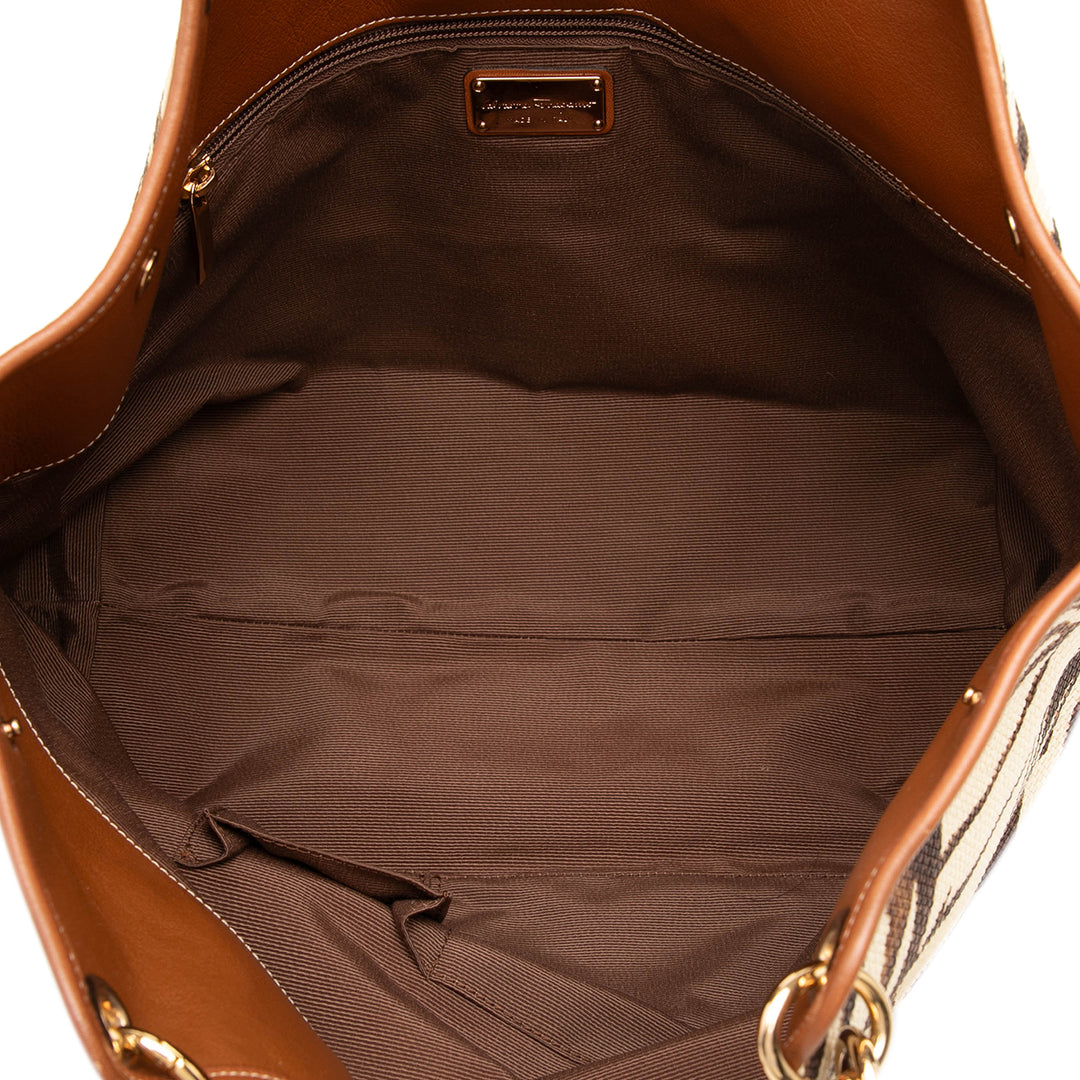 Ferragamo Cabas Zebra Imprimé Marron – vue 4 – GABY PARIS