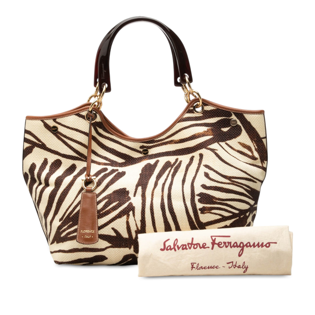 Ferragamo Cabas Zebra Imprimé Marron – vue 7 – GABY PARIS