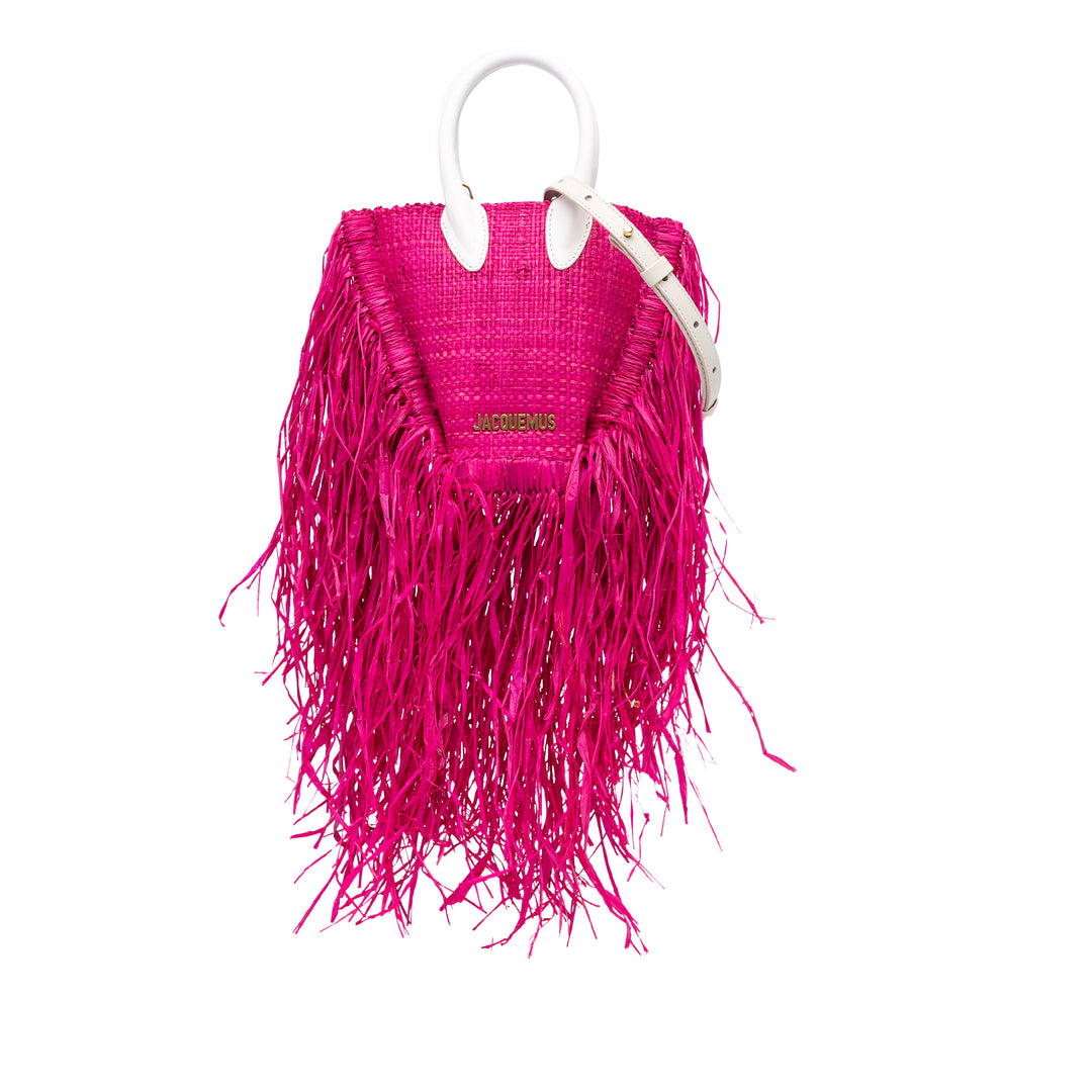 Raffia Le Petit Baci Satchel Pink - Gaby Paris